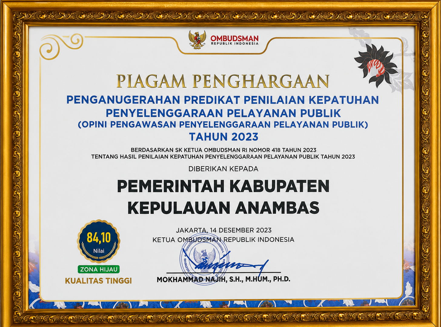Kepatuhan Penyelenggara Pelayanan Publik