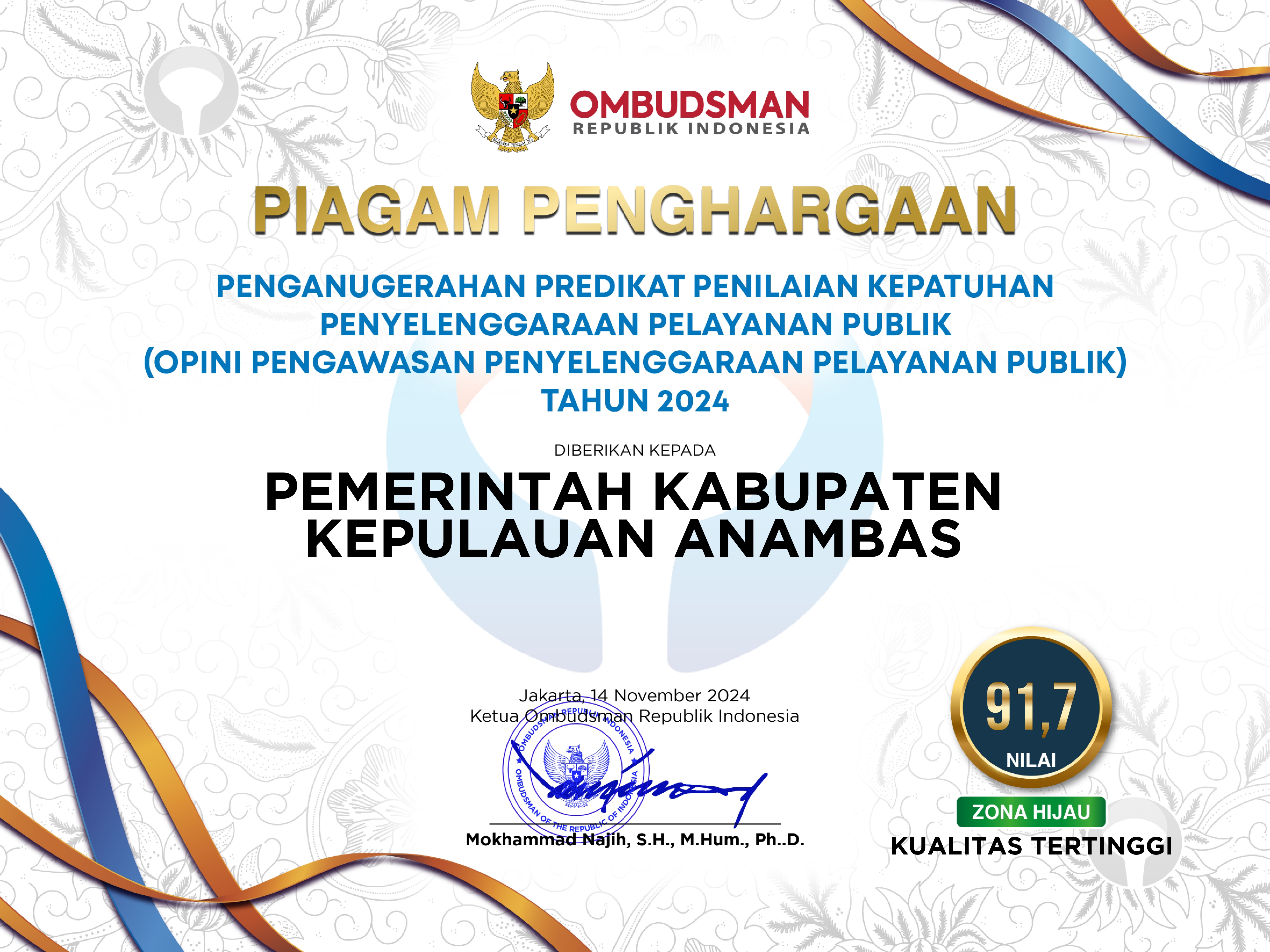 Kepatuhan Penyelenggara Pelayanan Publik